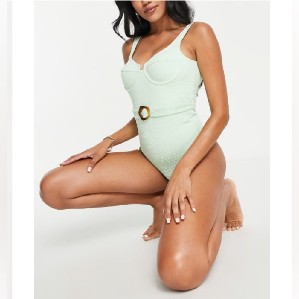 NWT 🍈 ASOS Rib Belted Swimsuit
